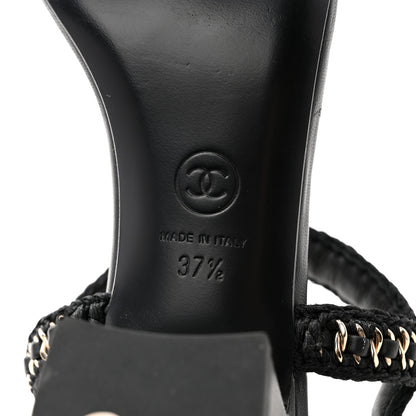 Chanel Lambskin CC Chain Braided Sandals 37.5 Black 7 of 10