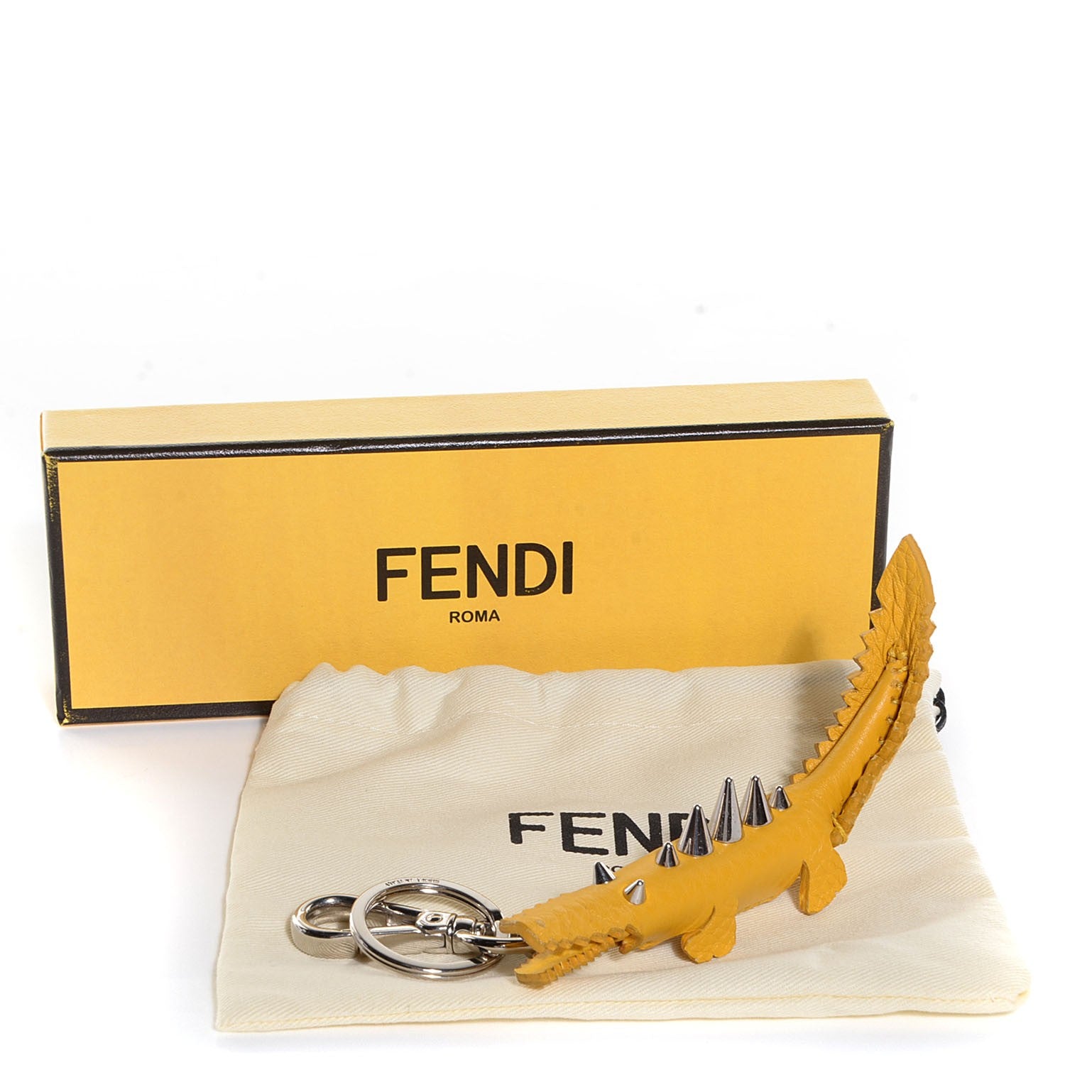 Fendi Calfskin Gator Charm Key Fob Yellow 4 of 6