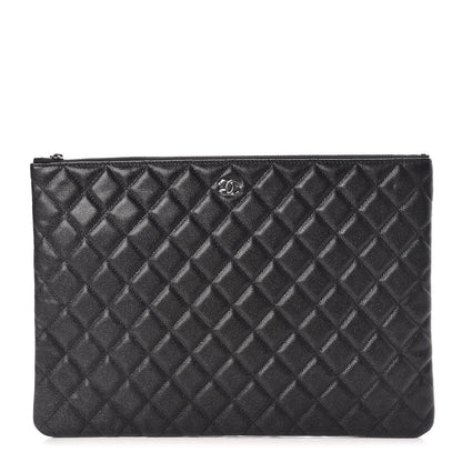 Chanel Iridescent Caviar Quilted Large Cosmetic Case Black 1 of 8