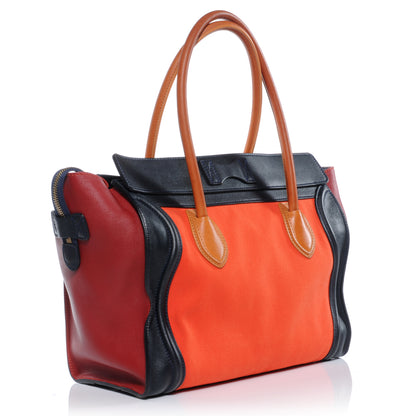 Celine Leather and Linen Shoulder Luggage Tri-Color Poppy 3 of 10