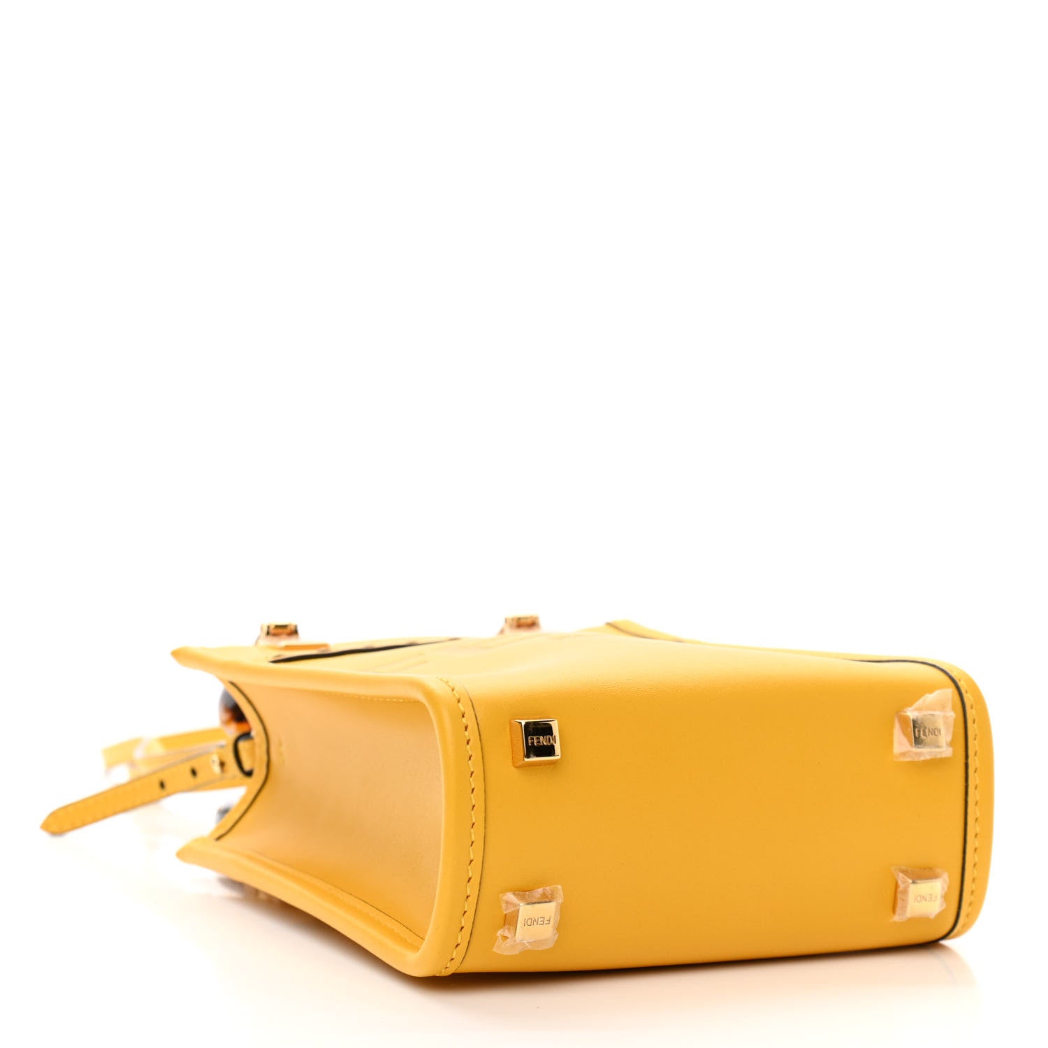 Fendi Vitello King Plexiglass Logo Embossed Mini Fendi Sunshine Shopper Tote Mimosa 4 of 10