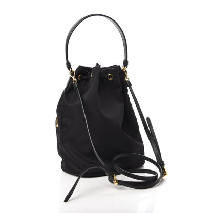 Prada Saffiano Tessuto Nylon Mini Bucket Crossbody Bag Black 3 of 9