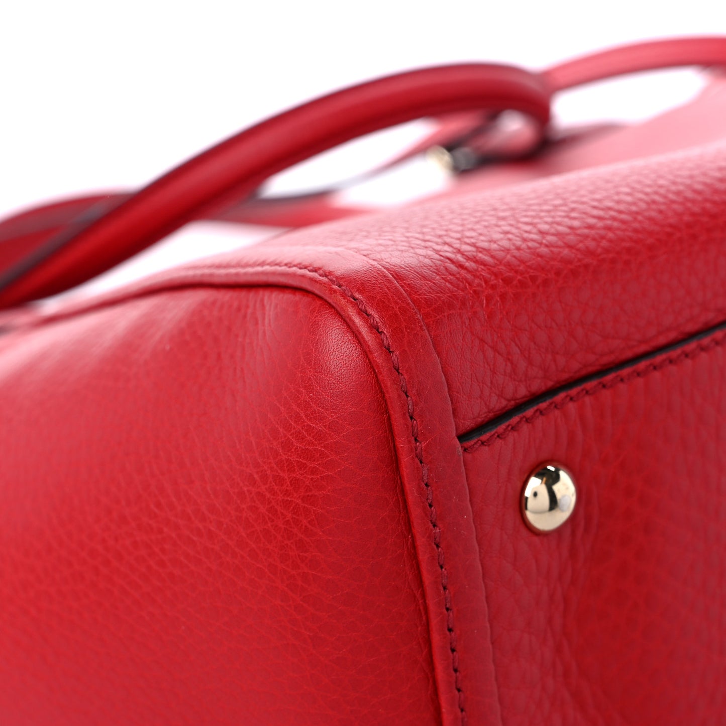 Pebbled Calfskin Small Soho Top Handle Bag Red