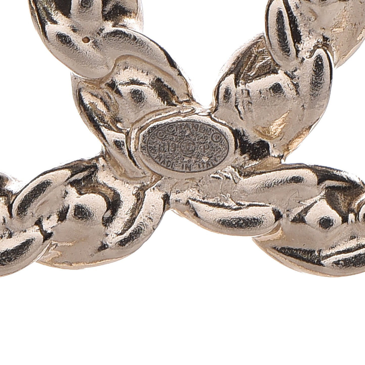 Crystal Round CC Brooch Gold