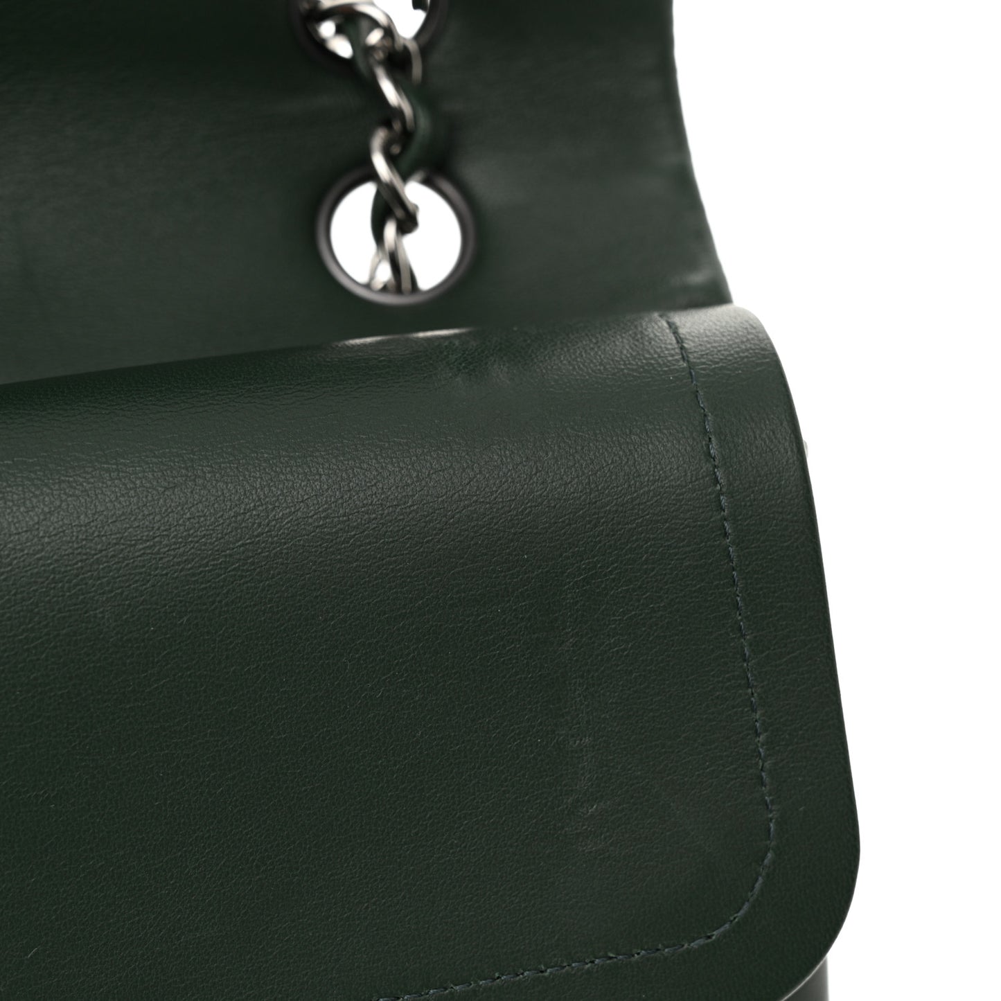 Lambskin Quilted Medium Double Flap Green