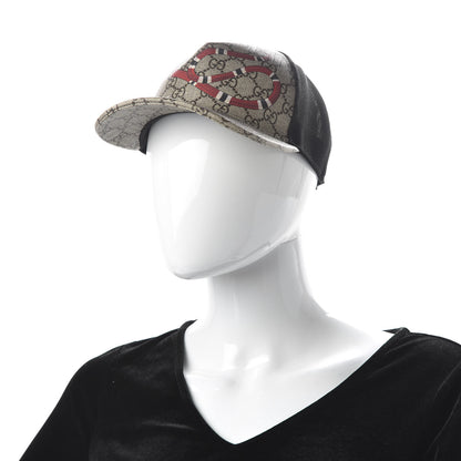 Gucci GG Supreme Monogram Kingsnake Print Baseball Hat XS 56 Beige 2 of 9