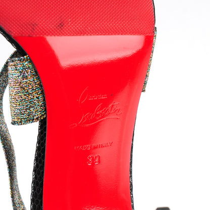 Christian Louboutin Specchio Calfskin Elastagram 100 Sandals 39 Black Multi 6 of 9