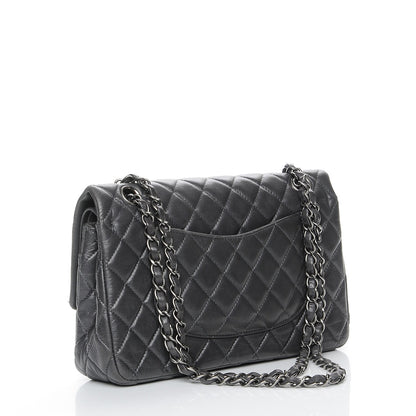 Chanel Lambskin Medium Quilted Double Flap Dark Grey 4 of 9