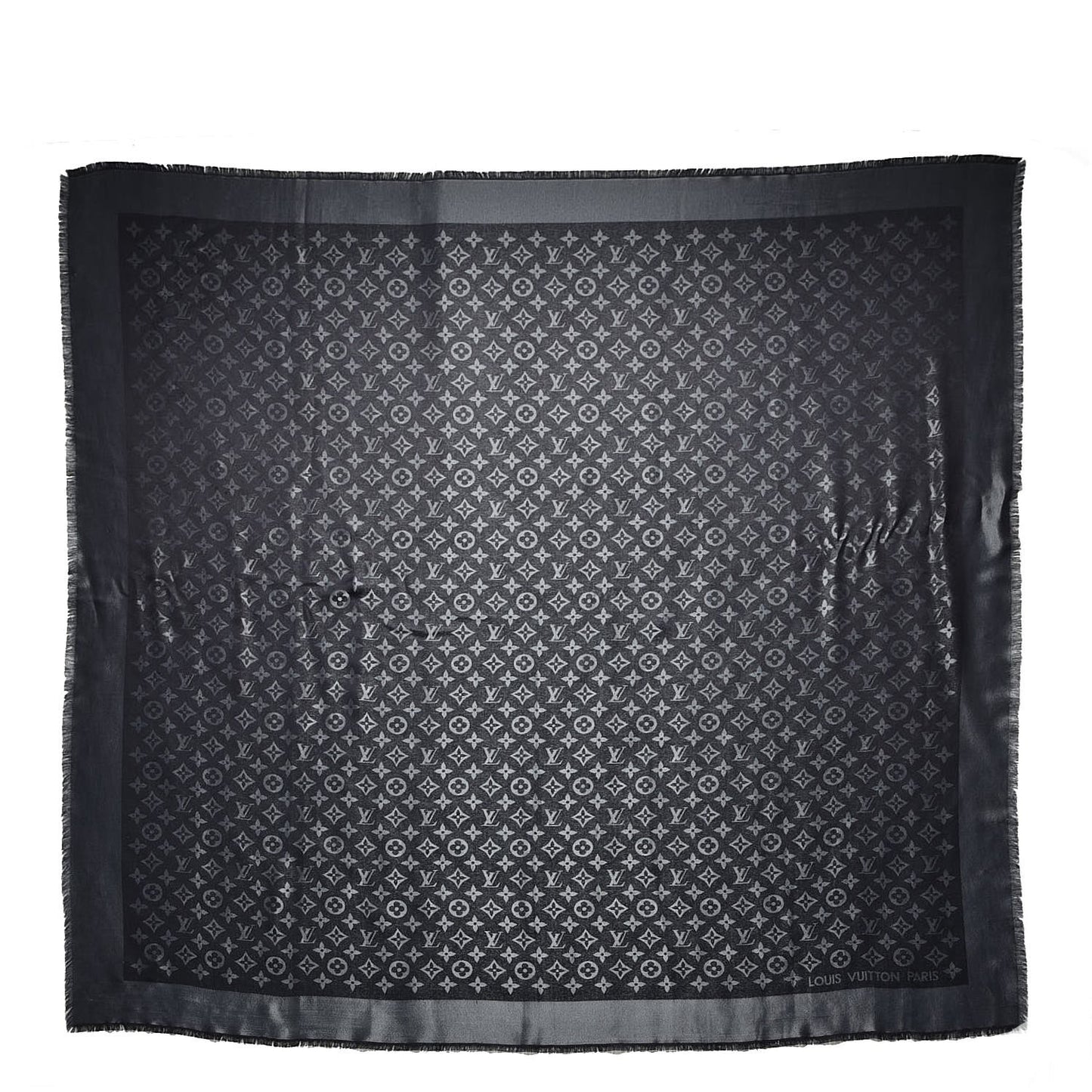 Silk Lurex Wool Monogram Shine Shawl Black