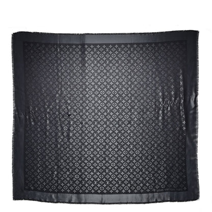 Louis Vuitton Silk Lurex Wool Monogram Shine Shawl Black 1 of 7