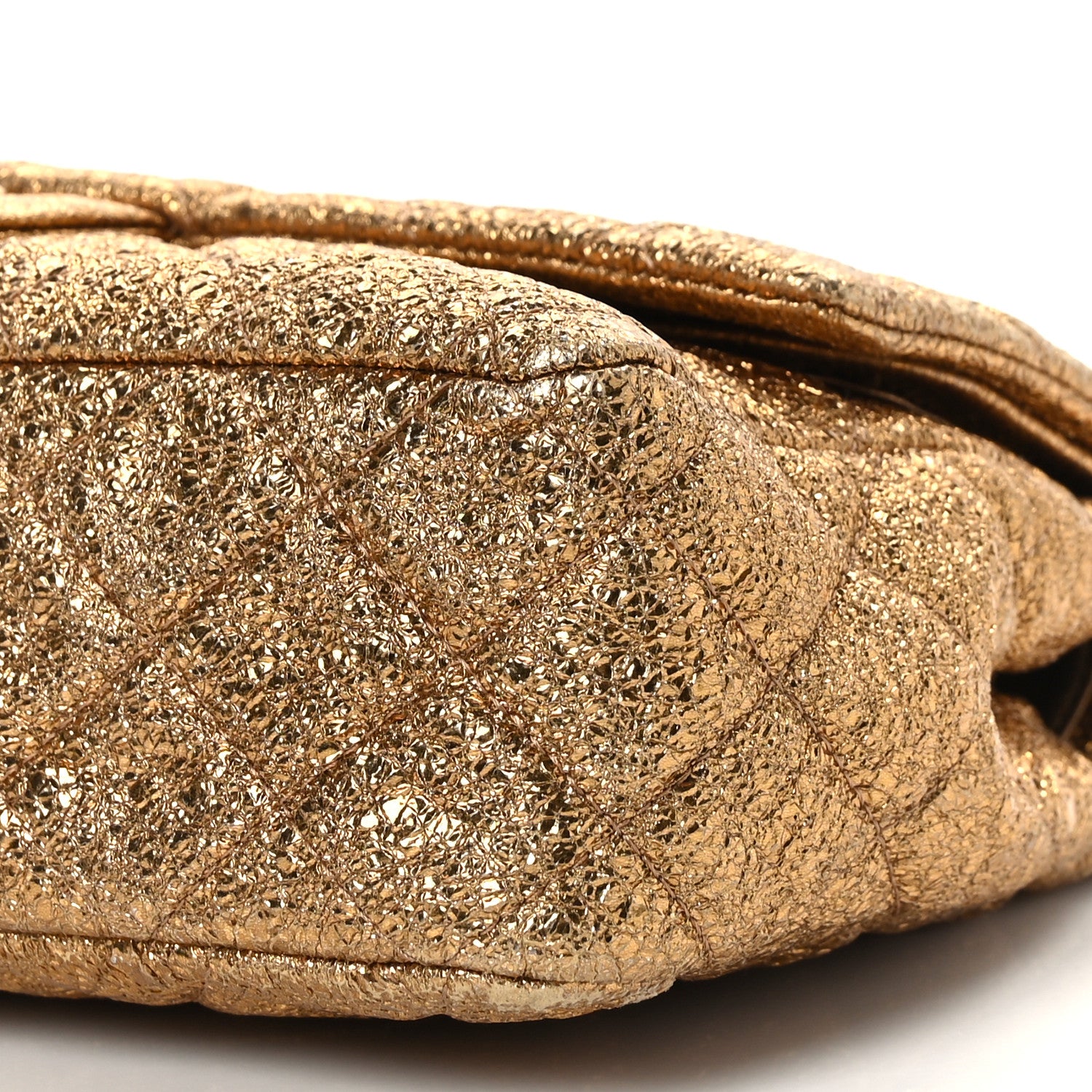 Chanel Metallic Crackled Calfskin Quilted Medium Double Flap Dark Gold 8 of 8