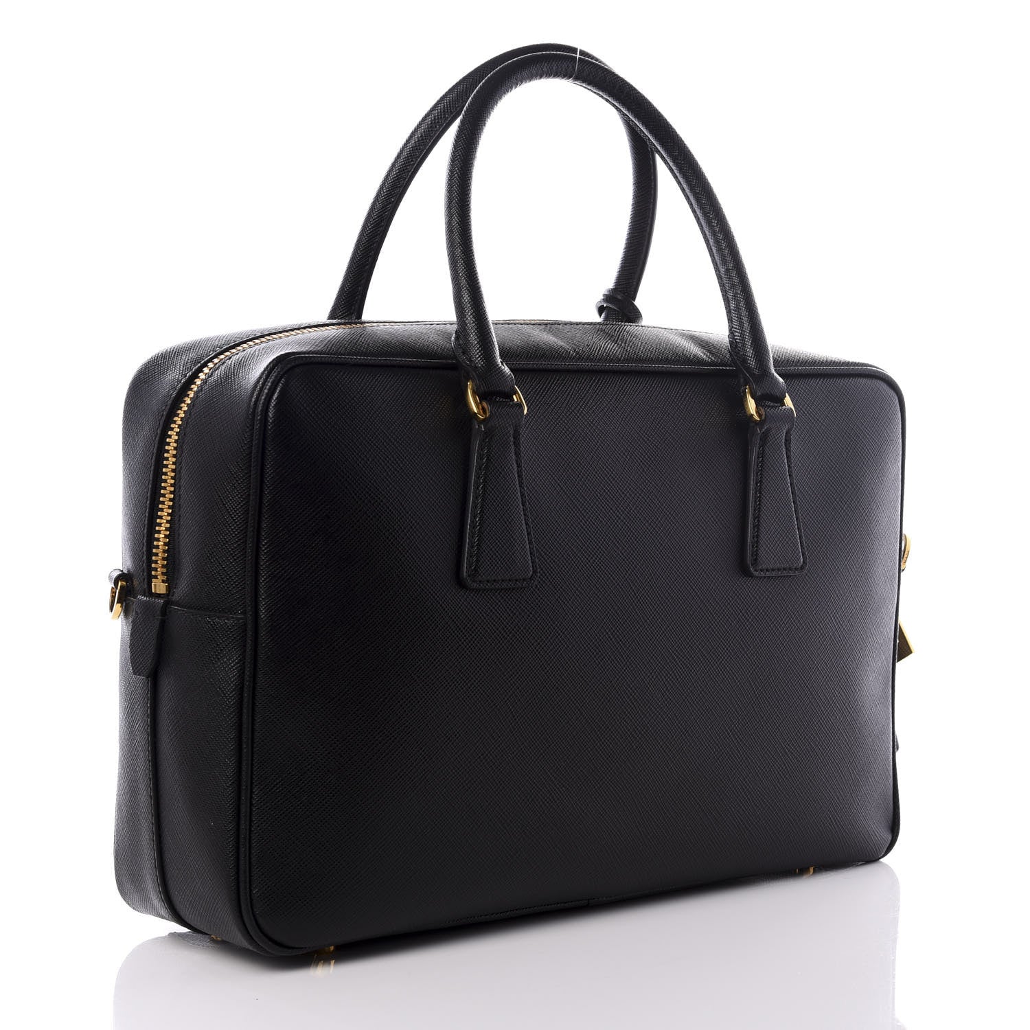 Prada Saffiano Travel Briefcase Black 2 of 8