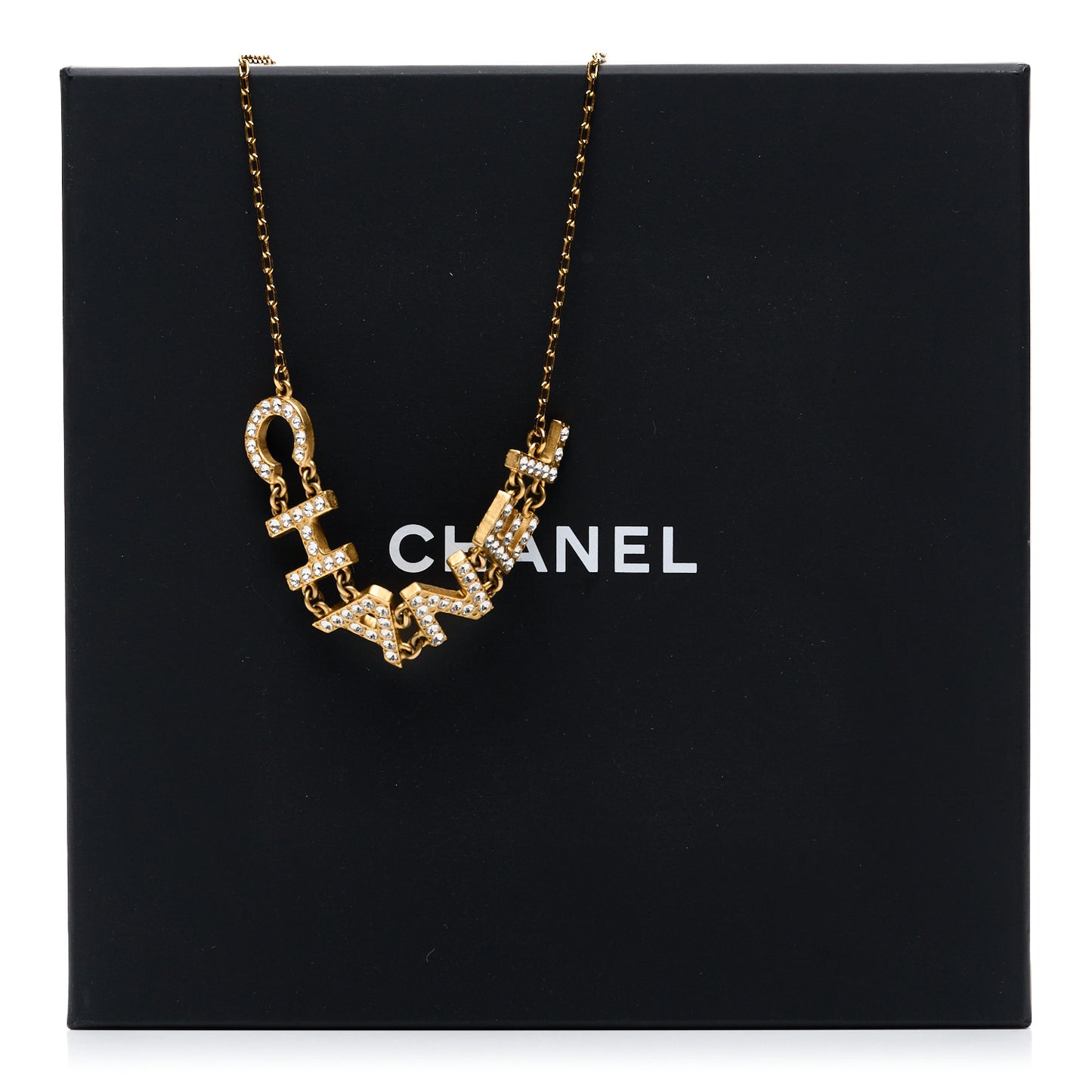 Metal Crystal 90's Icon Logo Necklace Gold