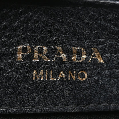 Prada Vitello Phenix Zippered Messenger Hobo Black 6 of 9