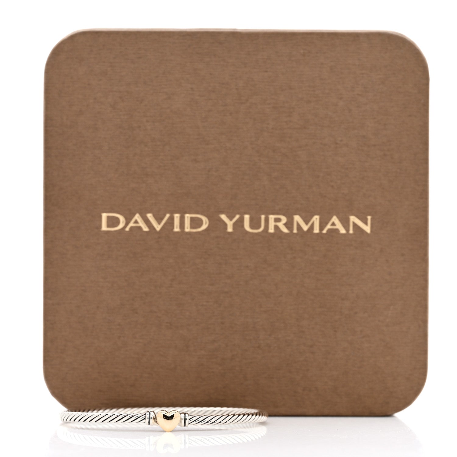 David Yurman Sterling Silver 18K Yellow Gold 3mm Cable Collectibles Heart Bracelet 4 of 4
