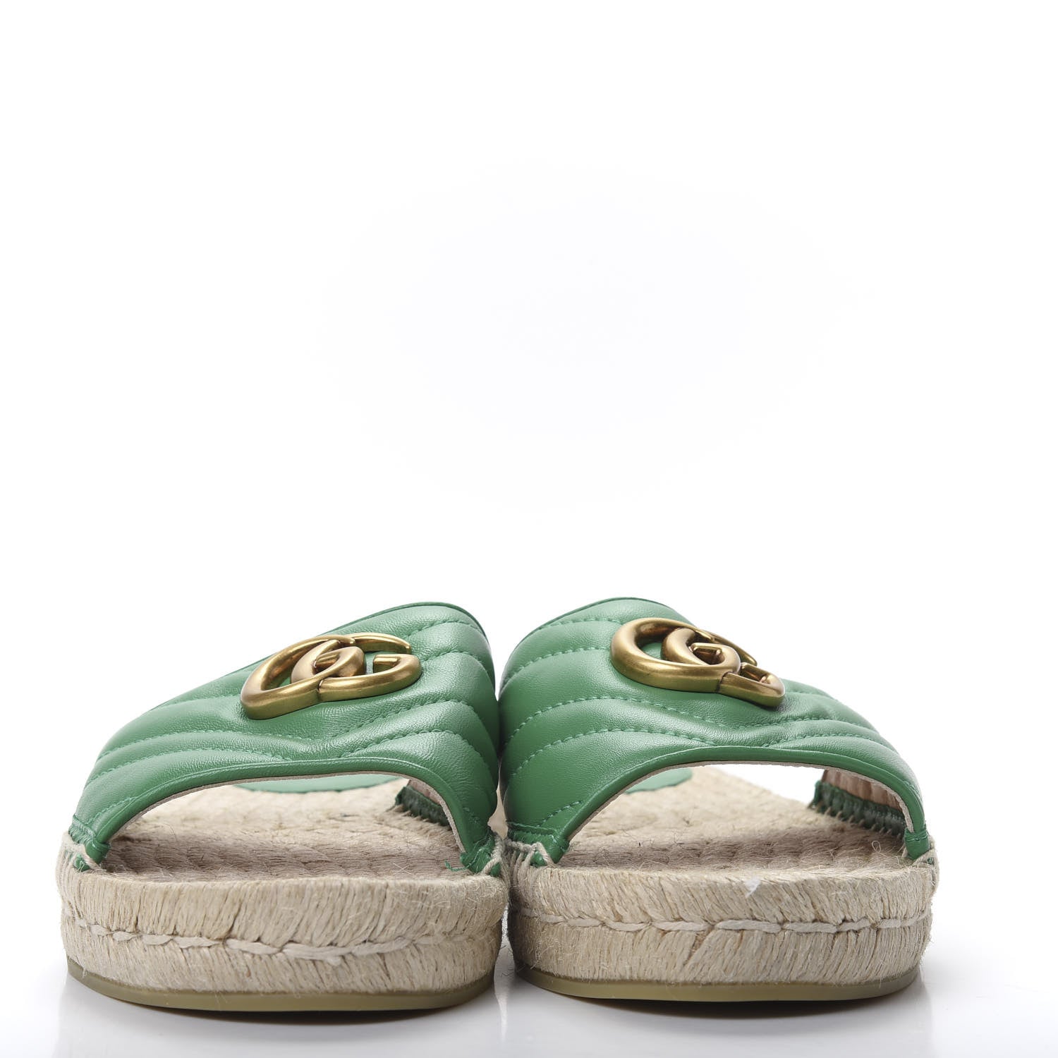 Gucci Nappa Matelasse GG Marmont Espadrille Slide Sandals 37.5 New Shamarock 2 of 8