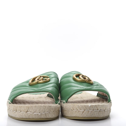 Gucci Nappa Matelasse GG Marmont Espadrille Slide Sandals 37.5 New Shamarock 2 of 8