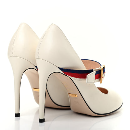 Gucci Malaga Kid Sylvie High Heel Pumps 35.5 White 4 of 9