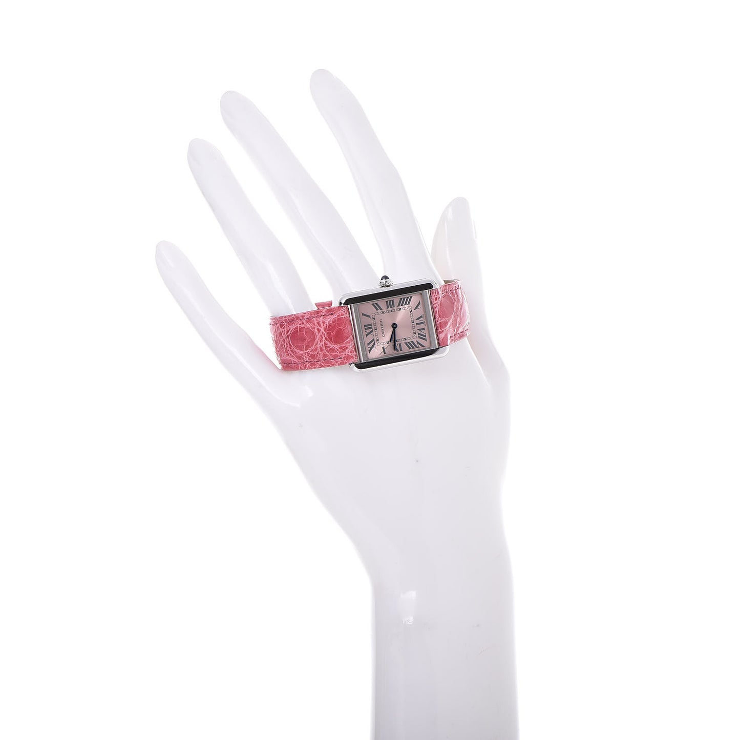 Stainless Steel Alligator 24mm Tank Solo Quartz Watch Pink