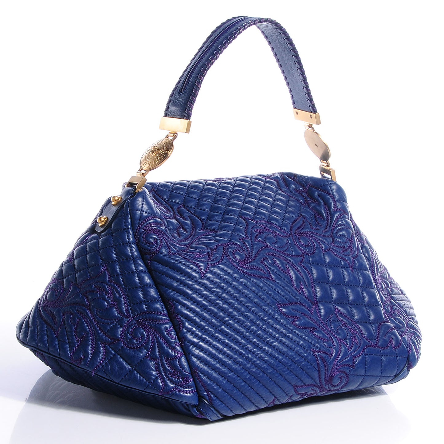 Leather Quilted Vanitas Bag Midnight Blue