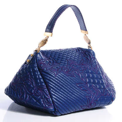 Versace Leather Quilted Vanitas Bag Midnight Blue 3 of 7