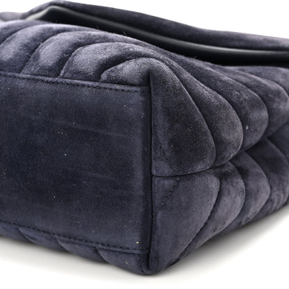 Saint Laurent Velvet Y Quilted Monogram Small Loulou Chain Satchel Medium Blue 9 of 10