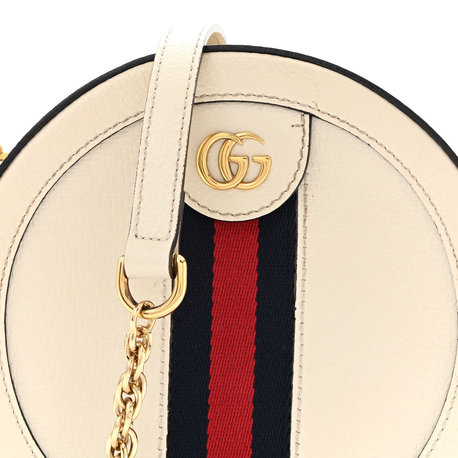 Gucci Textured Calfskin Web Mini Ophidia Round Shoulder Bag Mystic White 8 of 11