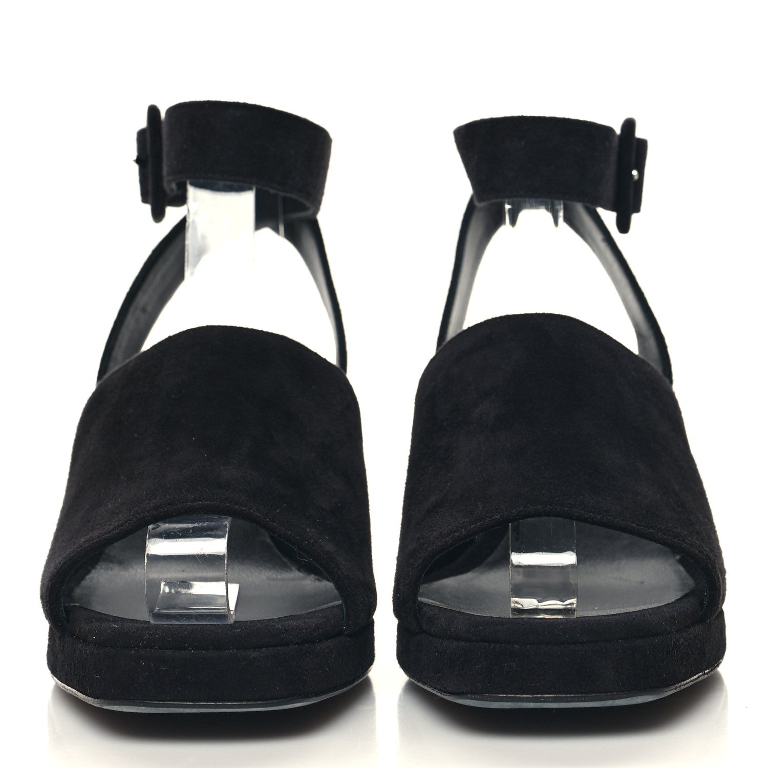 Hermes Suede Goatskin Polycarbonate Womens Flirt 60 Sandals 37 Black Ombre 2 of 9