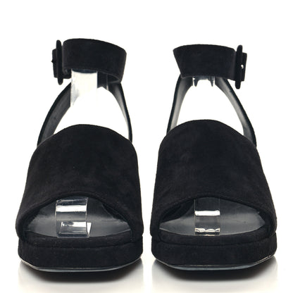 Hermes Suede Goatskin Polycarbonate Womens Flirt 60 Sandals 37 Black Ombre 2 of 9