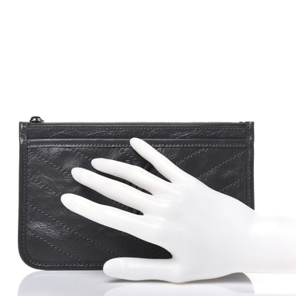 Saint Laurent Crinkled Calfskin Matelasse Monogram Niki Bill Pouch Storm 2 of 13