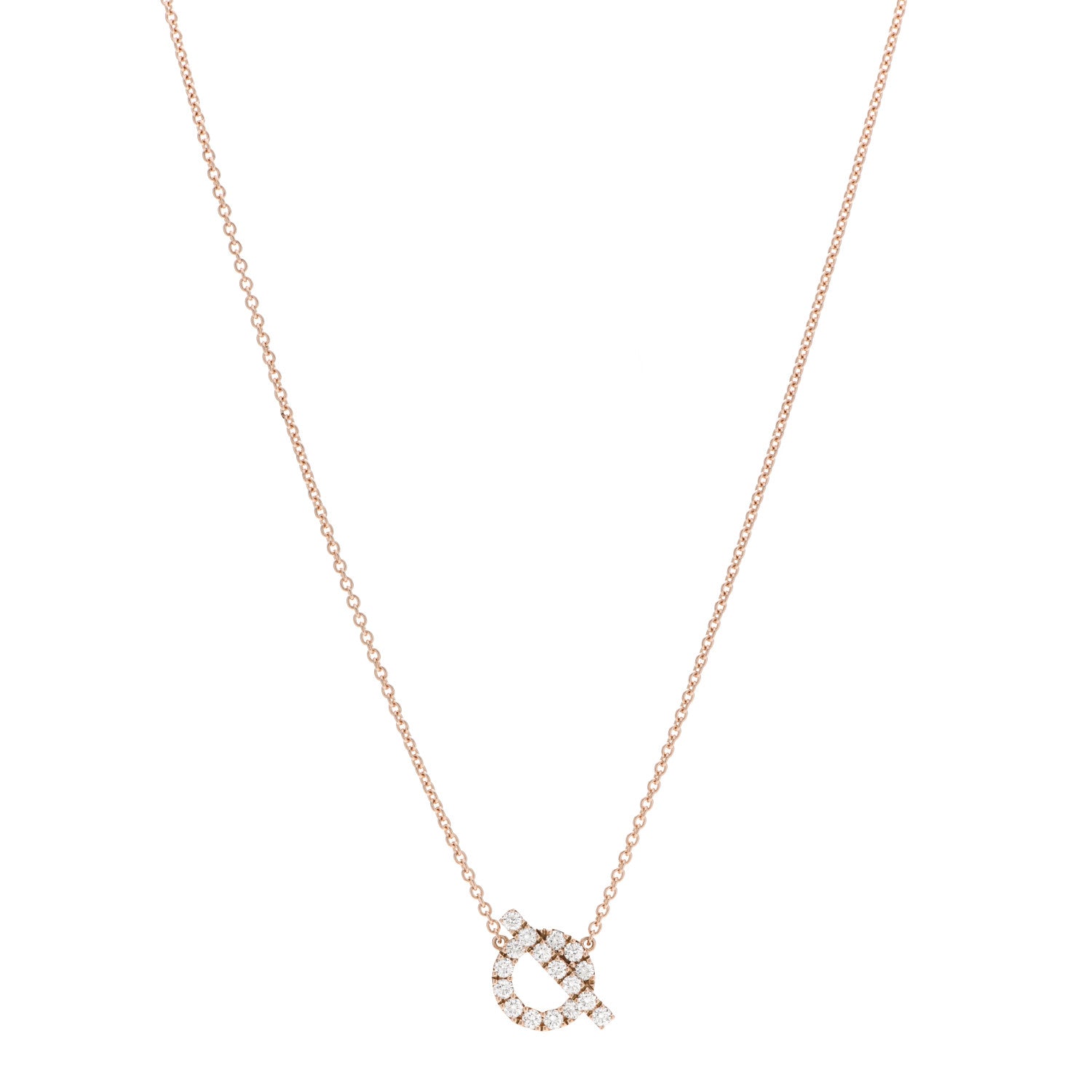 Hermes 18K Rose Gold Diamond Finesse Pendant Necklace 1 of 5