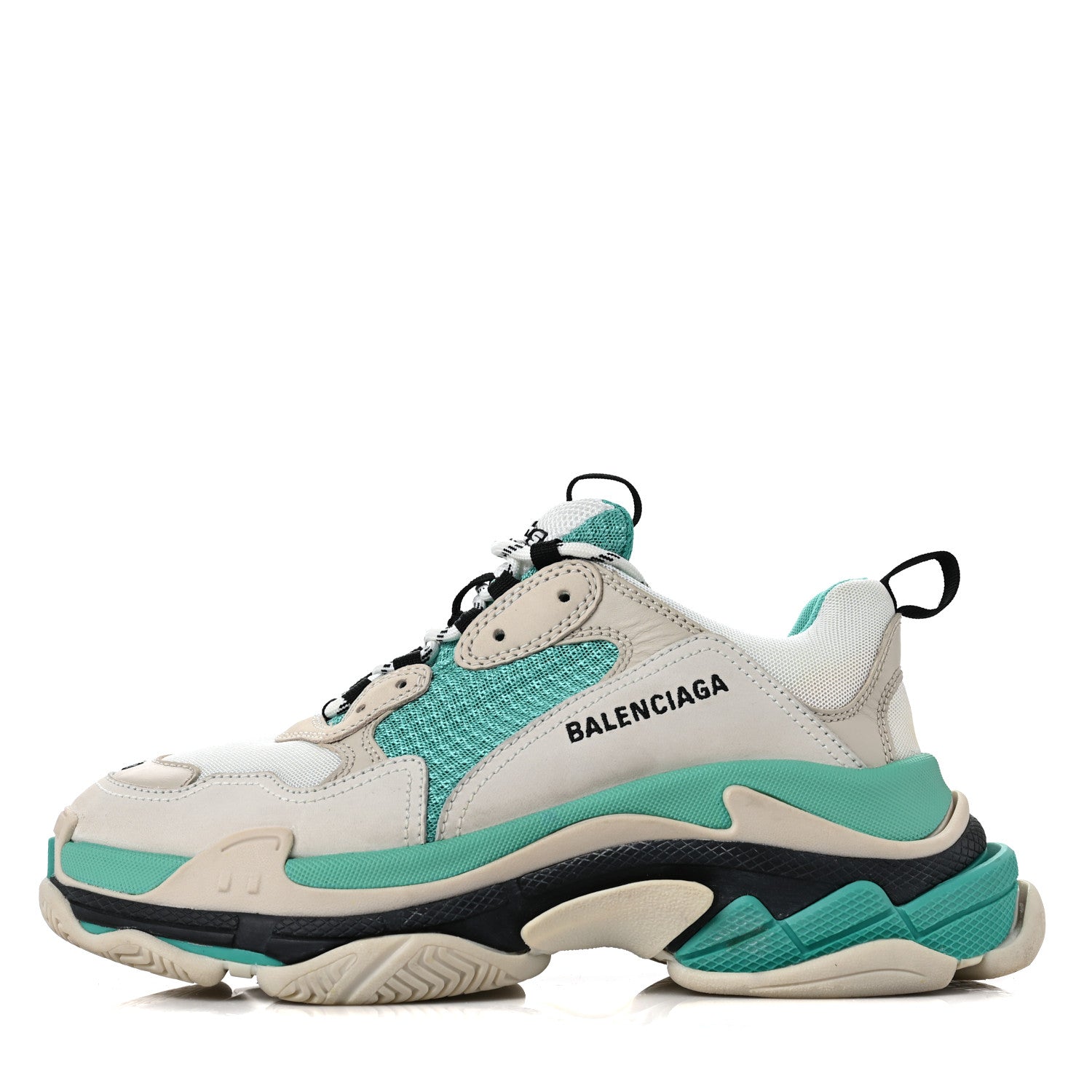 Balenciaga Fabric Mesh Womens Triple S Sneakers 40 White Green Grey 1 of 6