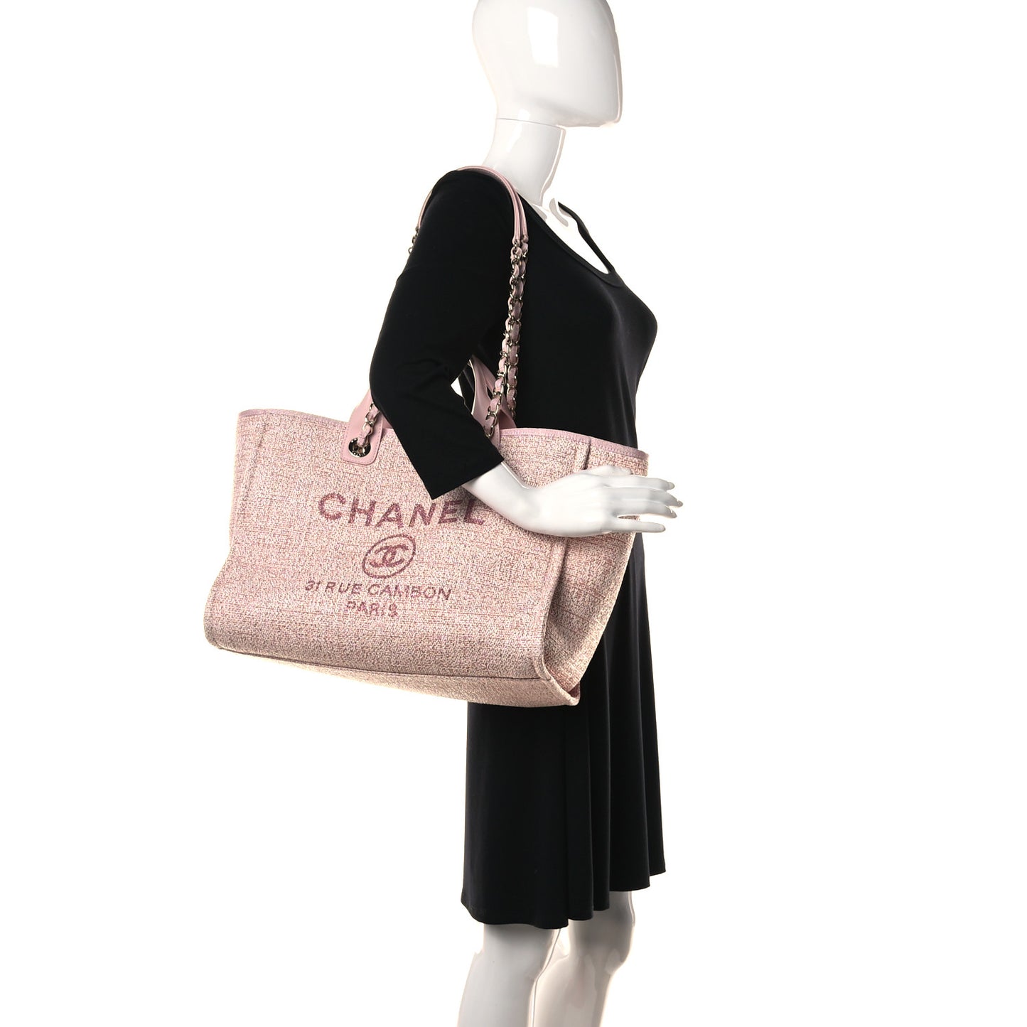 Lurex Boucle Deauville Medium Tote Pink