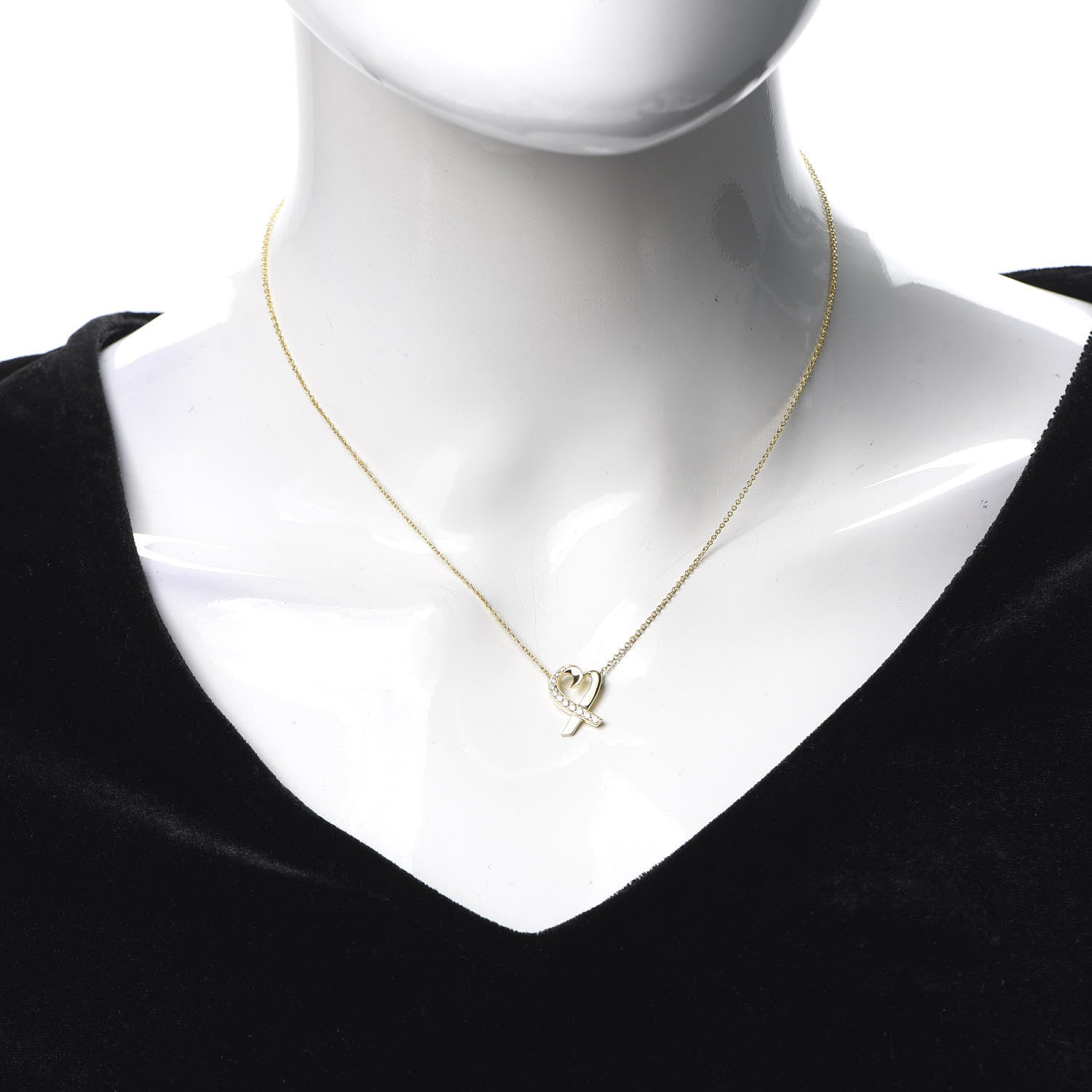 Tiffany 18K Yellow Gold Diamond Small Paloma Picasso Loving Heart Pendant Necklace 2 of 5