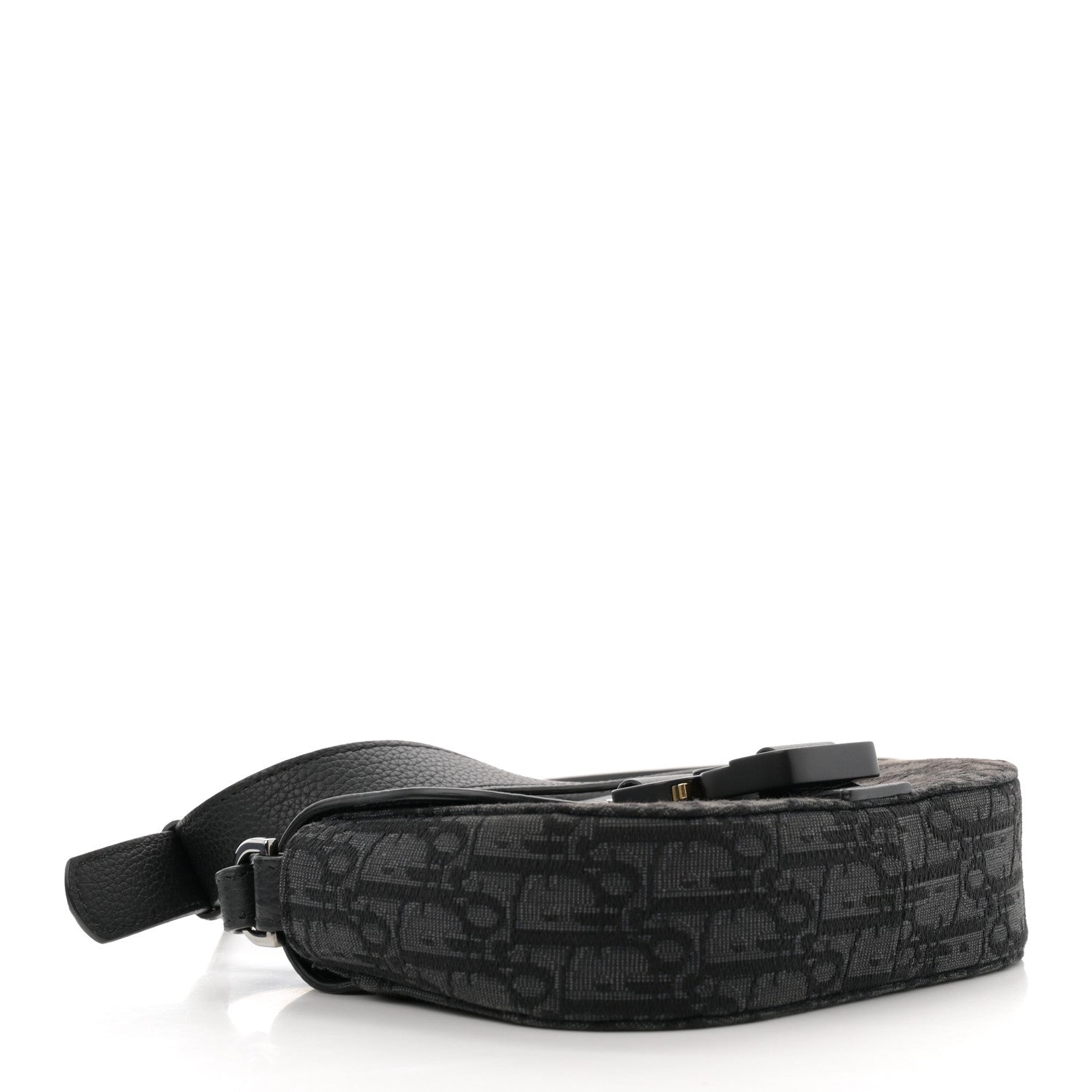 Christian Dior Oblique Jacquard Grained Calfskin Mini Saddle Messenger Bag With Flap Black 4 of 13