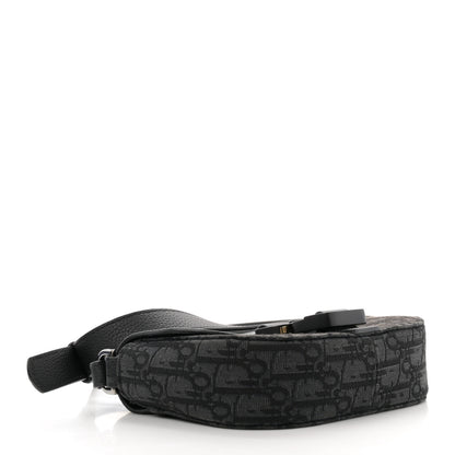 Christian Dior Oblique Jacquard Grained Calfskin Mini Saddle Messenger Bag With Flap Black 4 of 13