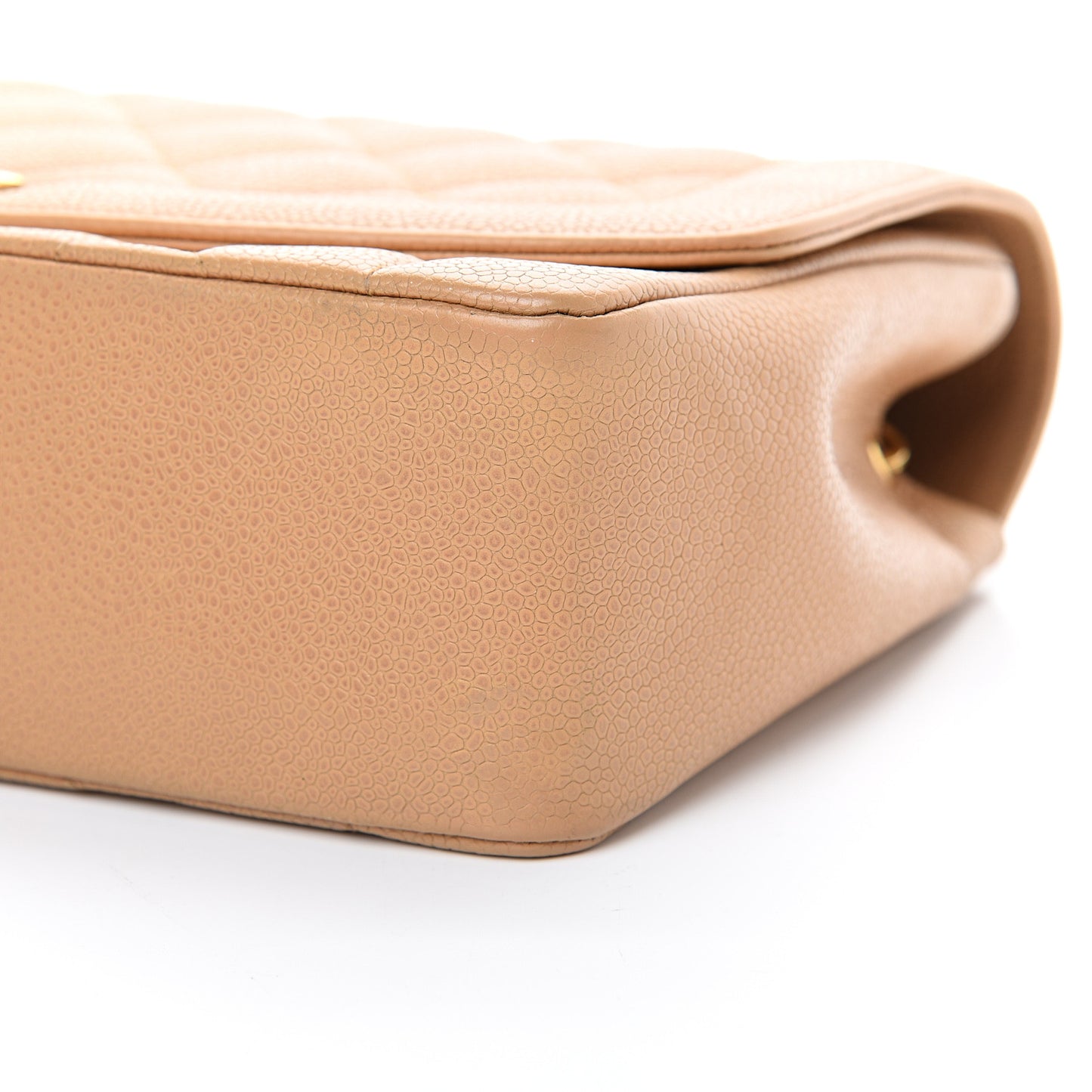 Caviar Quilted Medium Single Flap Beige