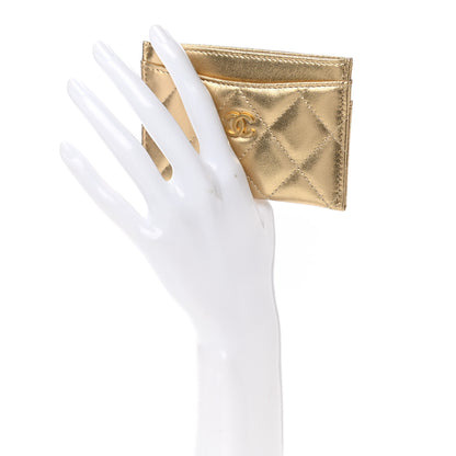 Chanel Metallic Lambskin Quilted CC Card Holder Gold 2 of 9