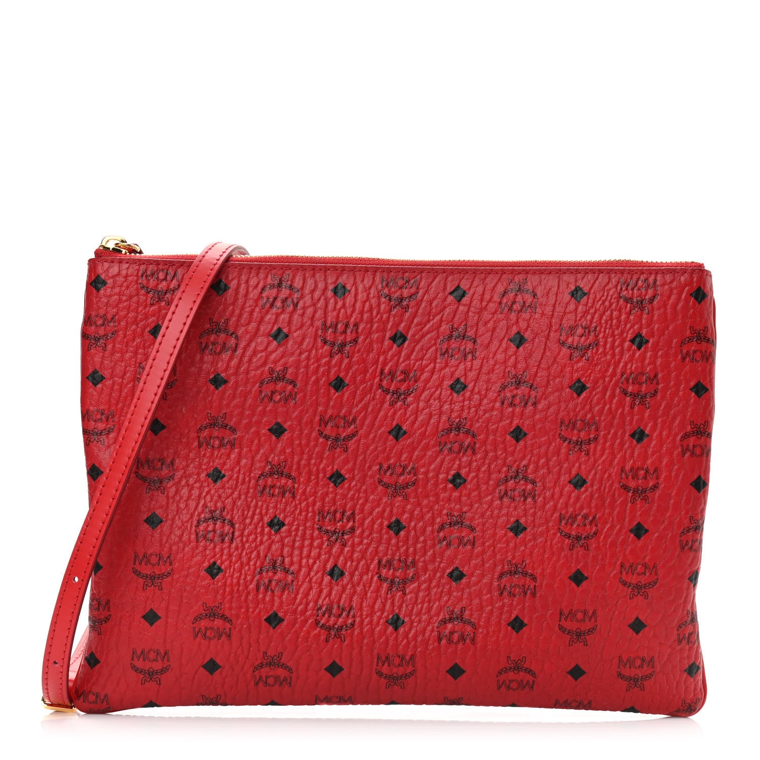 MCM Visetos Medium Crossbody Pouch Ruby Red 1 of 11