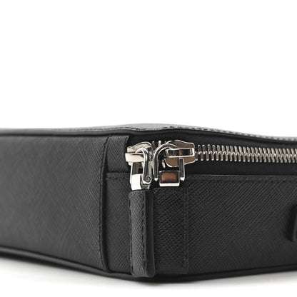 Prada Saffiano Travel Small Brique Crossbody Bag Black 9 of 9