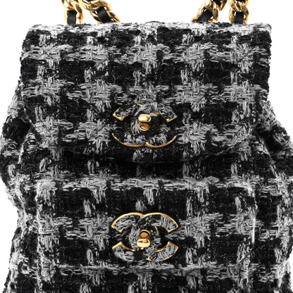 Chanel Wool Tweed Elegant Backpack Black Grey 8 of 13