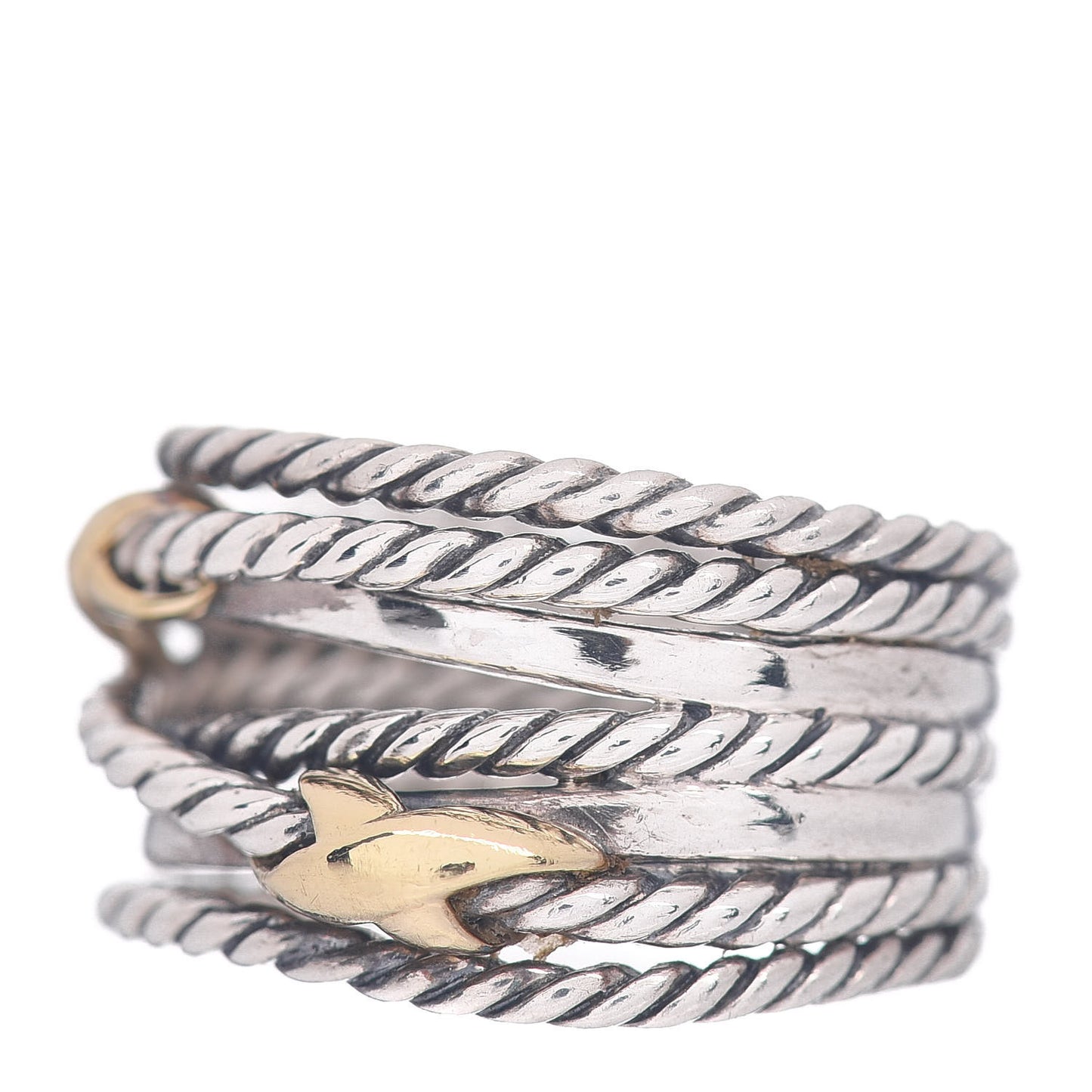Sterling Silver 18K Yellow Gold Double X Crossover Ring 54 7