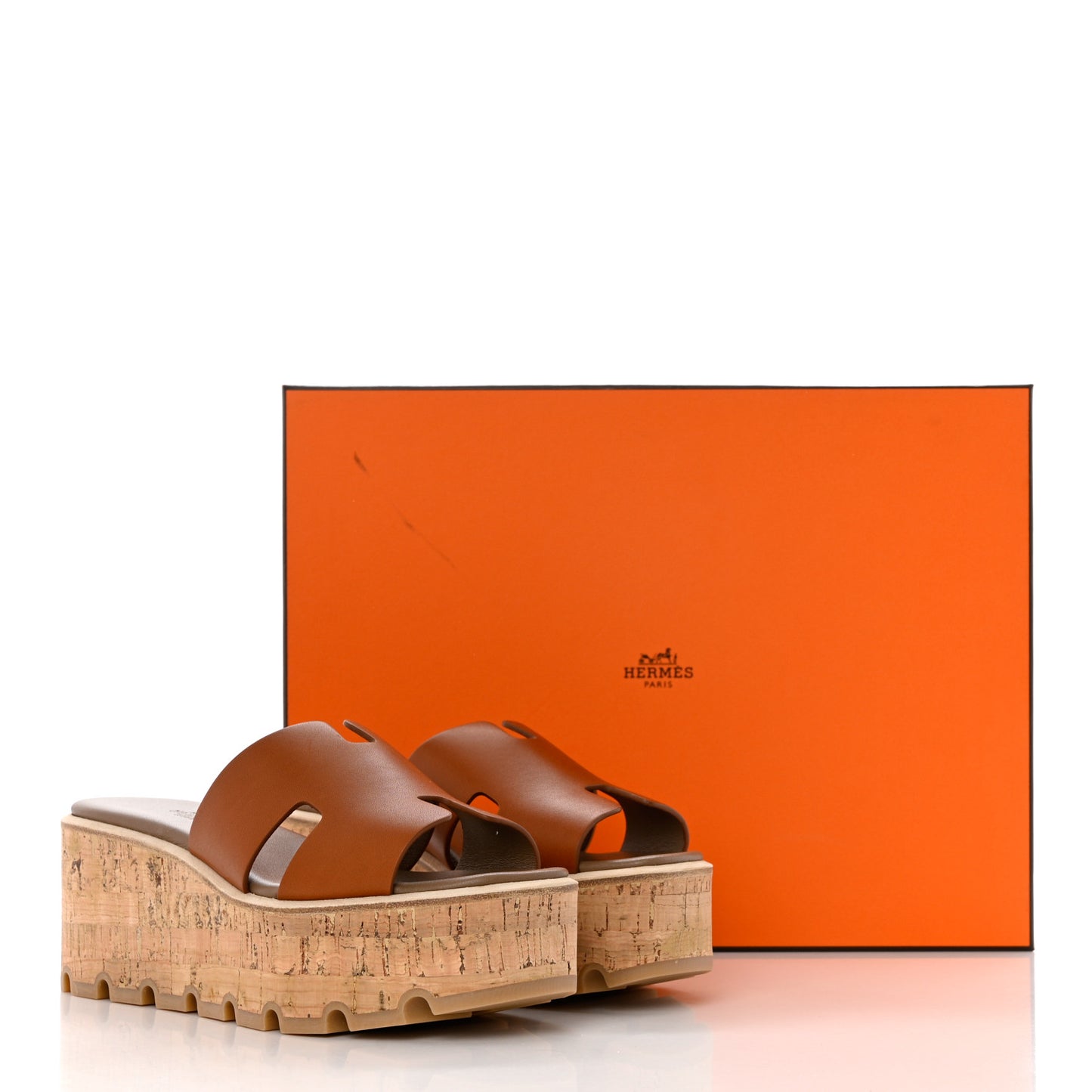 Calfskin Cork Eze 30 Sandals 35 Marron Glaise