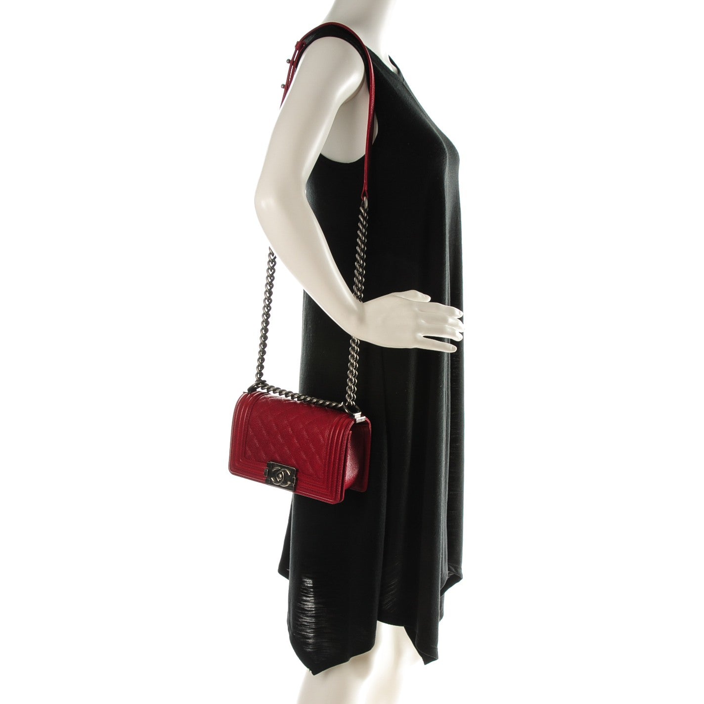 Chanel Caviar Quilted Small Boy Flap Bag Dark Red 2 of 7