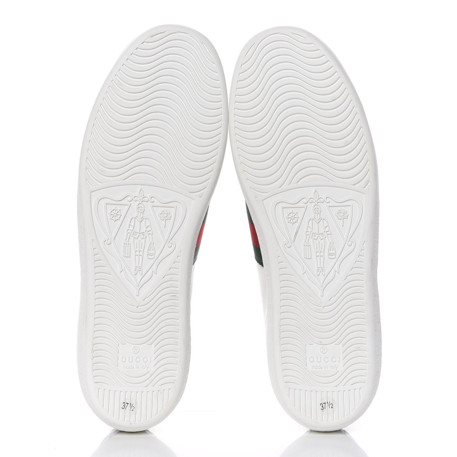 Gucci Calfskin Crocodile Web Ace Sneakers 37.5 White Green 5 of 8