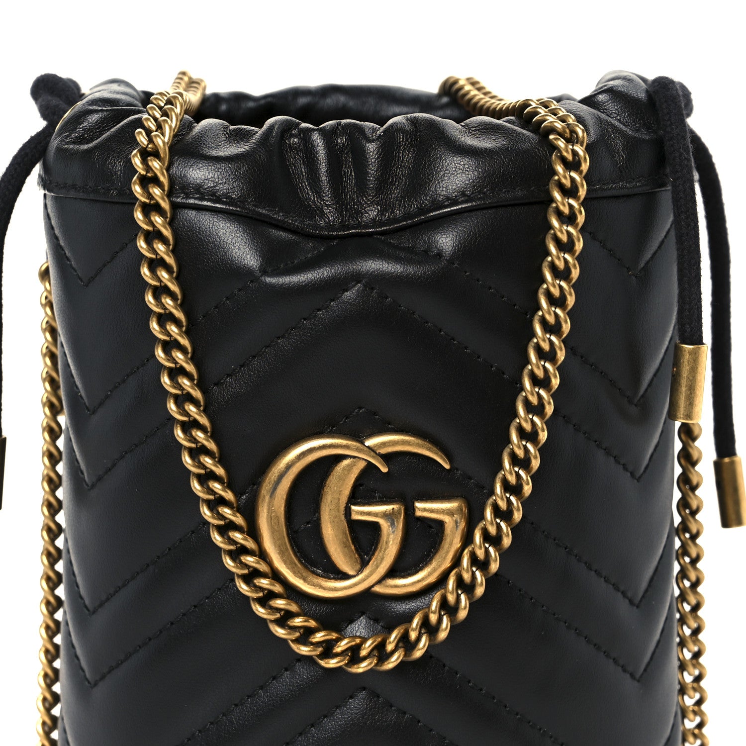 Gucci Calfskin Matelasse Mini GG Marmont 2.0 Bucket Bag Black 8 of 11