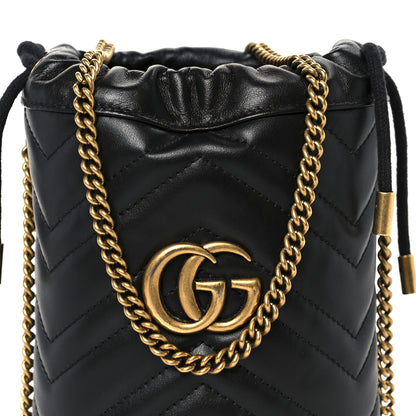 Gucci Calfskin Matelasse Mini GG Marmont 2.0 Bucket Bag Black 8 of 11