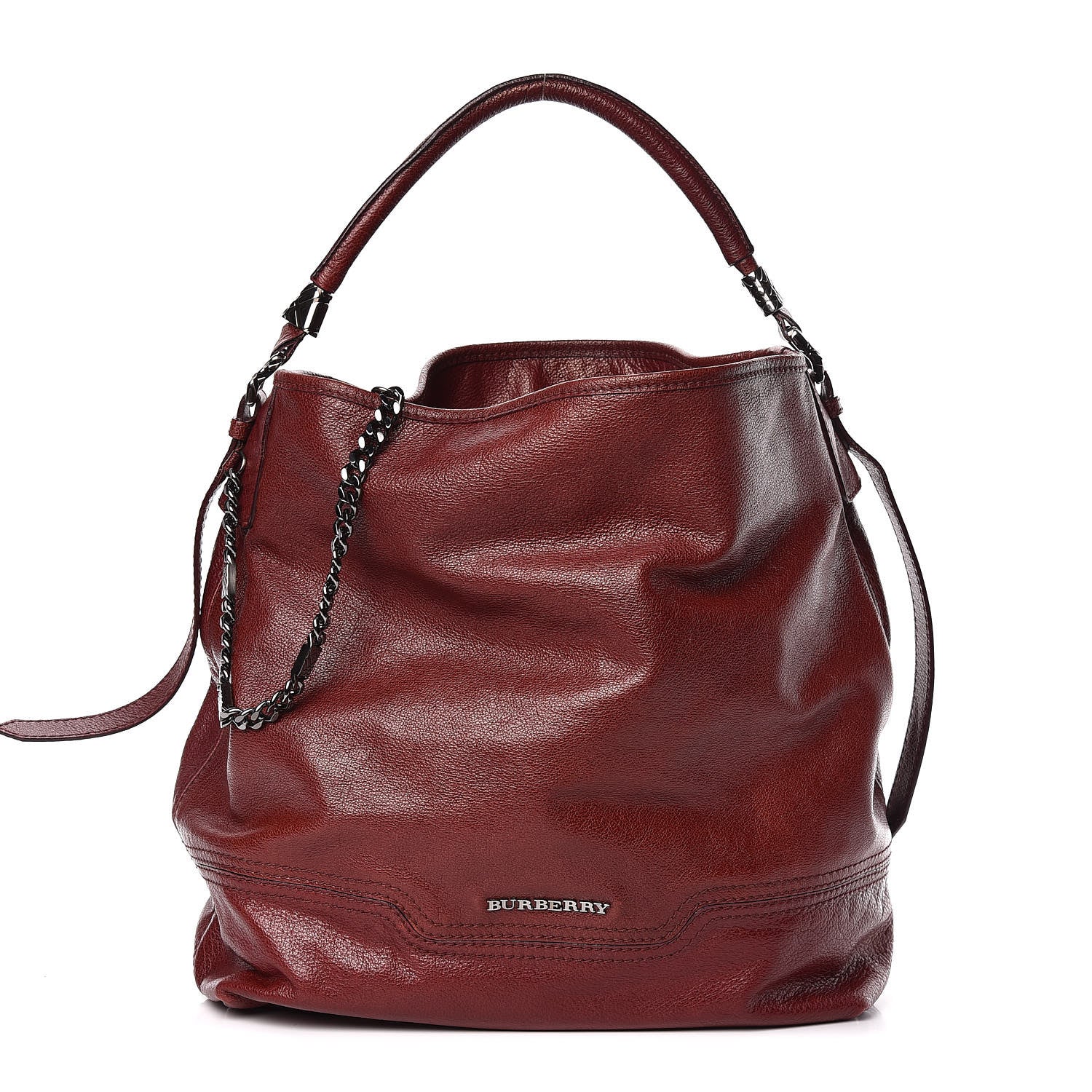 Burberry Calfskin Chain Tote Burgundy 1 of 15