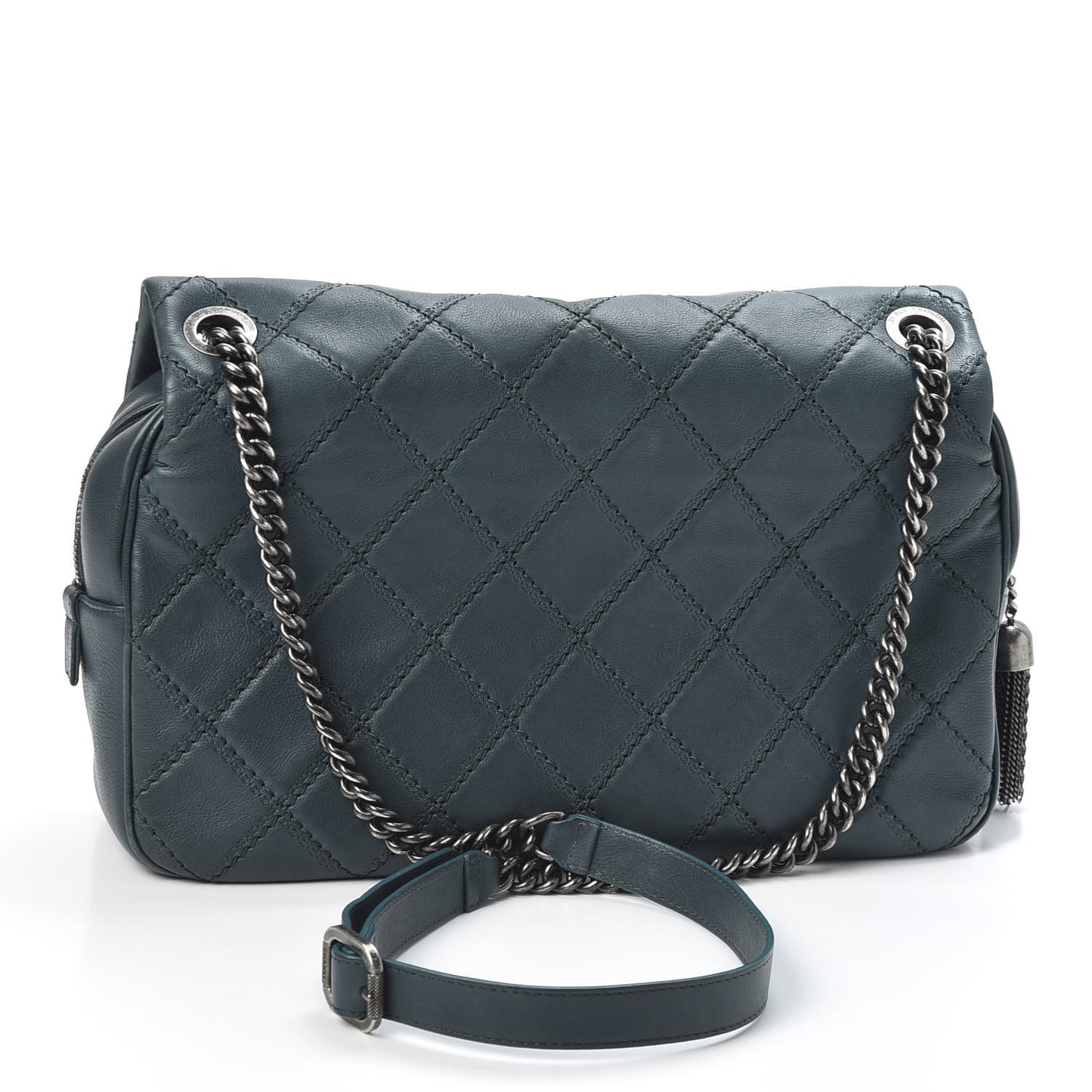 Calfskin Quilted Jumbo Coco Sporran Flap Dark Green