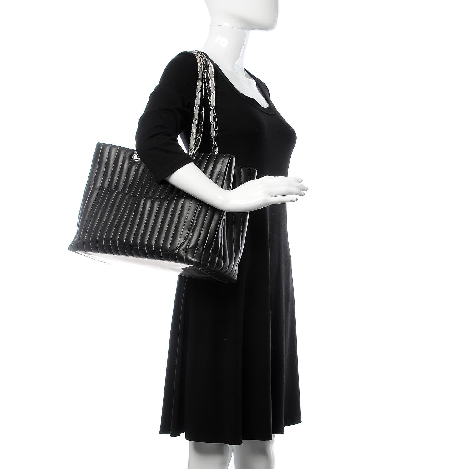 Chanel Lambskin Vertical Quilted Large Mademoiselle Tote Black 2 of 15